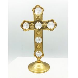 Gold Tone Crystal Accent Crest
